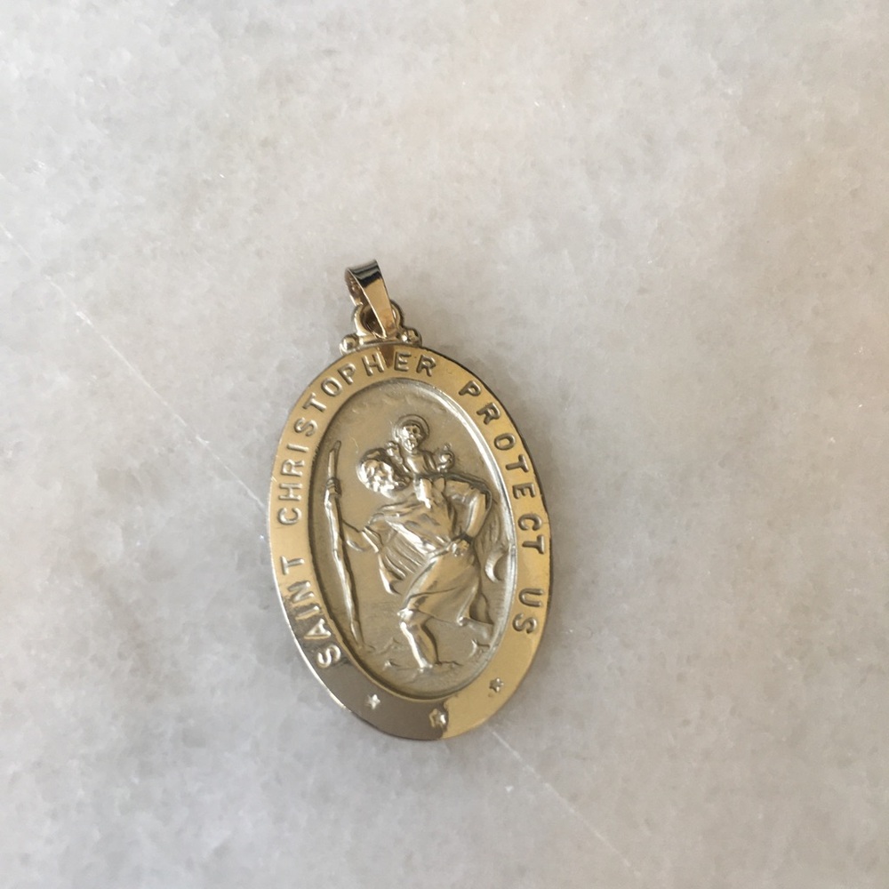 White 14k Gold Saint Christopher Pendant